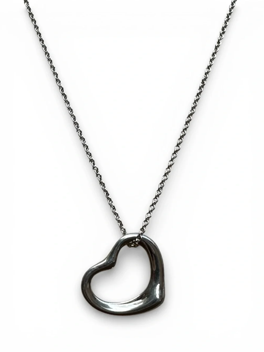 Tiffany & Co. Elsa Peretti Sterling Silver Open Heart Necklace